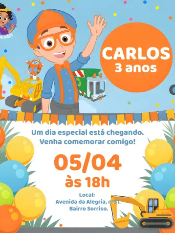 Invite Blue Blippi editable and customizable