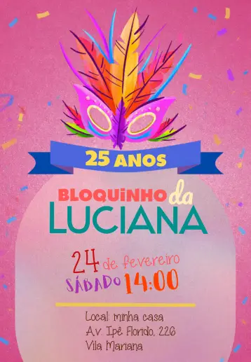 Invitación Bloquinho De Carnaval Nordeste editable y personalizable