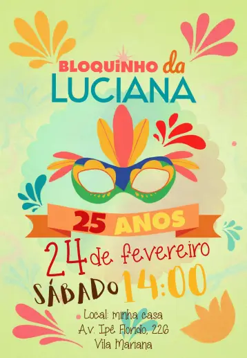 Invitación Bloquinho De Carnaval Trio editable y personalizable