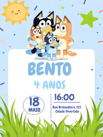 Invite Bluey And Bingo Blue editable and customizable