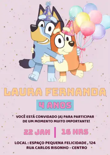 Invite Bluey & Bingo Bday editable and customizable