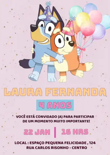 Invite Bluey & Bingo Bday editable and customizable
