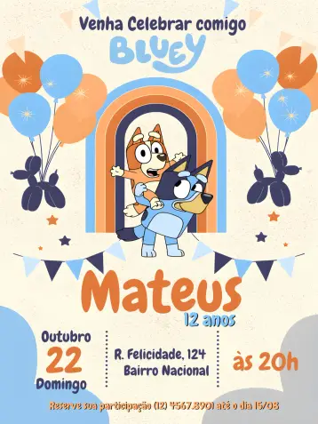 Invite Bluey And Bingo Drawing editable and customizable