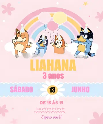 Invite Bluey And Bingo Kids editable and customizable