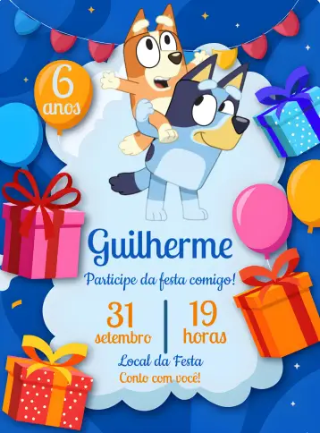 Invite Bluey Party editable and customizable