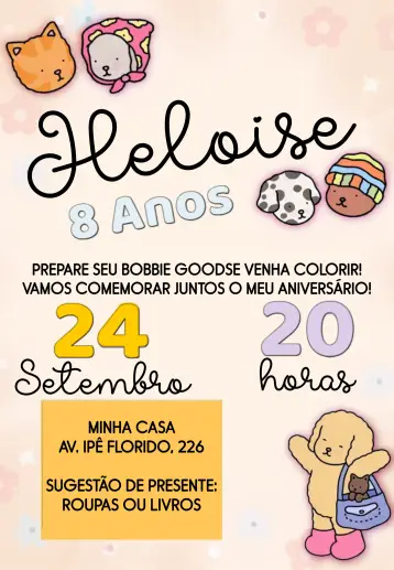 Invite Bobbie Goods Color editable and customizable