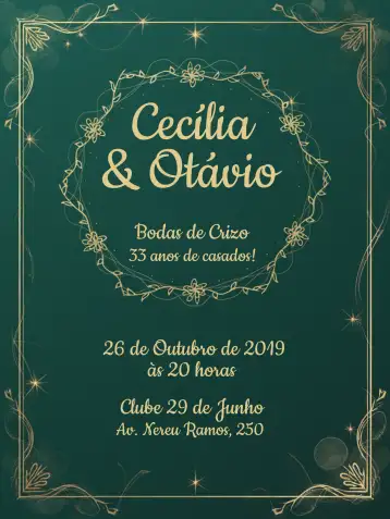 Convite Bodas De Crizo Casado editável e personalizável