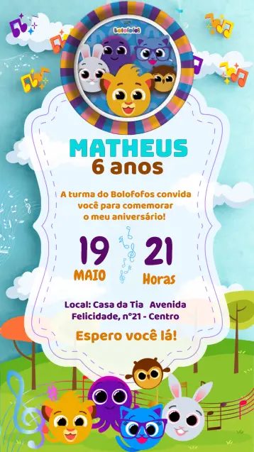 Convite Bolofofos Pão para aniversário infantil do seu menino. – tema mais pesquisados (divertido, colorido, infantil, moderno, ilustrações de alimentos)