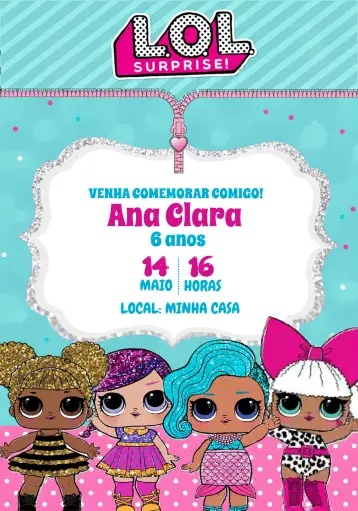 Invite Pink Lol Surprise Doll editable and customizable