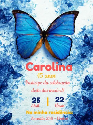 Invite Blue Floral Butterfly editable and customizable
