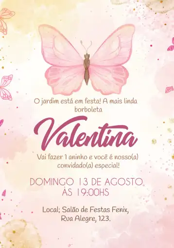 Convite Borboletas 1 editável e personalizável