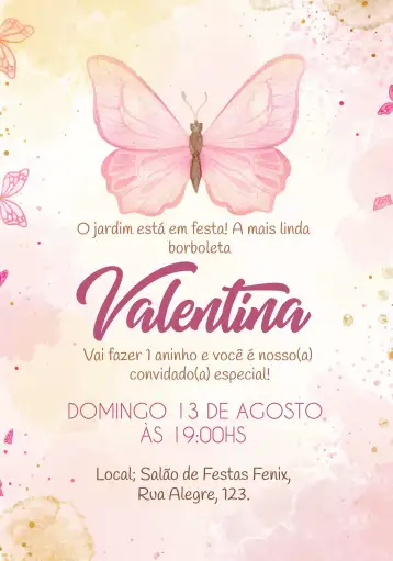 Convite Borboletas 1 editável e personalizável