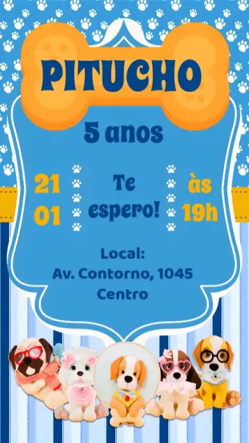 Convite Cachorro Pet editável e personalizável