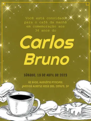 Convite Desayuno Amarillo para encuentros informales y celebraciones matutinas. – tema más buscados (amarillo, minimalista, moderno, divertido, acogedor, elegante)