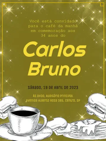 Invitación Desayuno Amarillo editable y personalizable