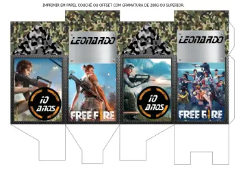 Convite Caixa Milk Free Fire Molde editável e personalizável