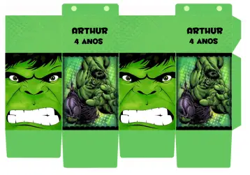 Convite Caixa Milk Hulk Editável para aniversário infantil com tema de super-herói. – tema mais pesquisados (verde, super-herói, divertido, colorido, infantil)