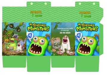 Convite Caja Milk My Singing Monsters Juego para cumpleaños infantil o fiesta temática. – tema más buscados (colorido, divertido, jovial, jogos, ilustraciones lúdicas)