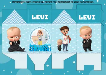 Convite Caixa Milk O Poderoso Chefinho Com Foto Logo editável e personalizável