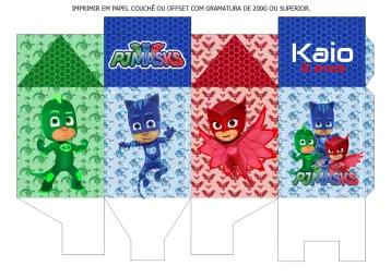 Invitación Caja Milk Pj Masks Verde editable y personalizable