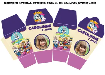 Invitación Caja Sushi Baby Looney Tunes Molde editable y personalizable