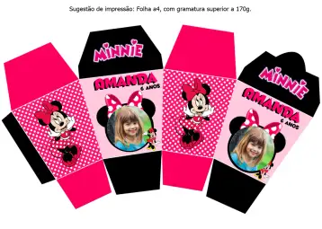 Convite Plantilla Caja Sushi Minnie Mouse para cumpleaños infantil – tema más buscados (divertido, lúdico, colorido, infantil, moderno, temático)