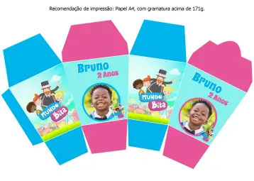 Convite Caja Sushi Mundo Bita E para cumpleaños infantiles y fiestas temáticas. – tema más buscados (colorido, lúdico, infantil, moderno, divertido, temático)