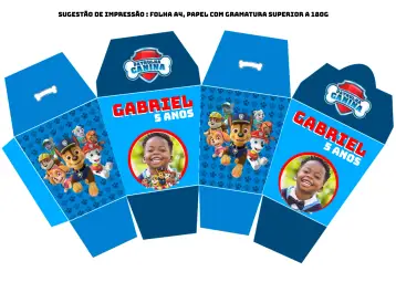 Convite Caixa Sushi Patrulha Canina Azul editável e personalizável