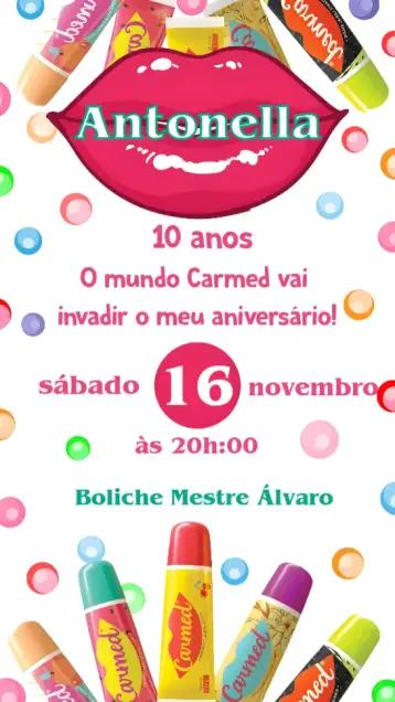 Convite Camed para aniversário com estilo e sofisticação. – tema aniversário (moderno, vibrante, elegante, feminino, colorido)