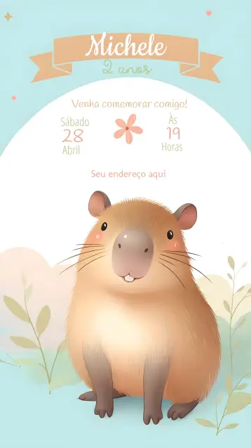 Invite Capivara Watercolor Cute editable and customizable