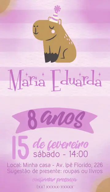 Invite Purple Capybara editable and customizable