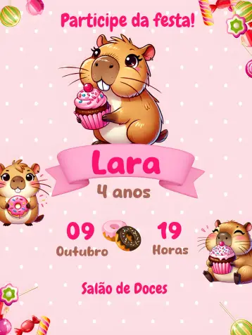 Invite Capivara Donuts editable and customizable
