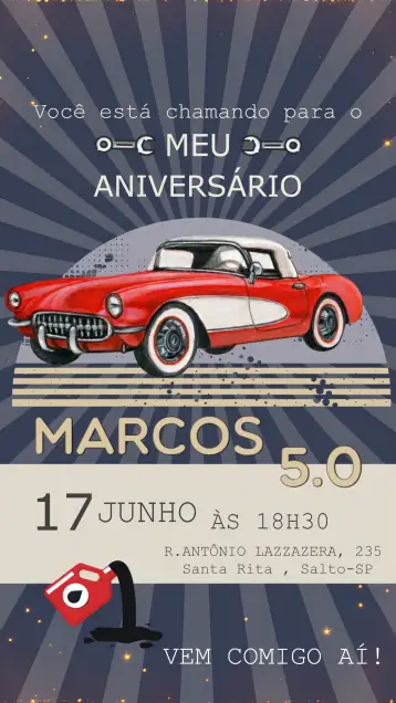 Convite Coche Antiguo Hombre para cumpleaños de hombre apasionado por coches antiguos. – tema cumpleaños (vintage, auténtico, acuarela, clásico, masculino)