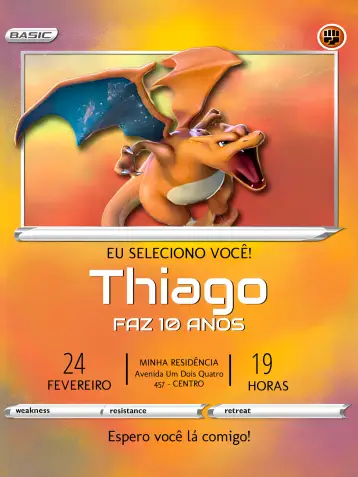 Invite Pokemon Charizard Card editable and customizable