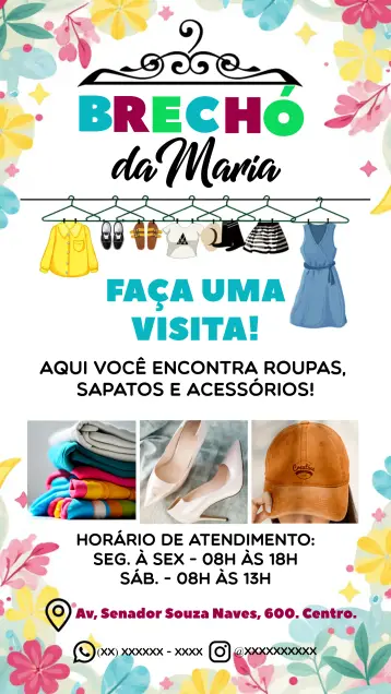 Convite Cartão De Visita Brechó Colorido editável e personalizável