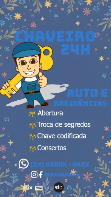 Convite Cartão De Visita Chaveiro Conserto editável e personalizável