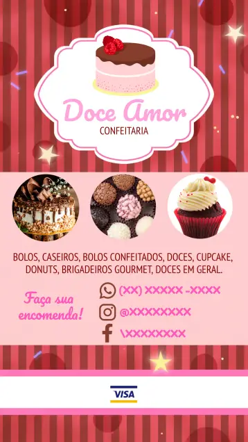Invitación Tarjeta De Visita Pastelería Post editable y personalizable