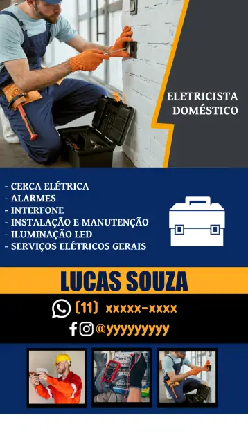 Convite Cartão De Visita Eletricista Digital editável e personalizável