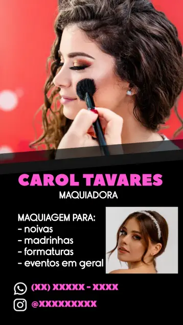Convite Cartão De Visita Maquiadora Maquiagem editável e personalizável