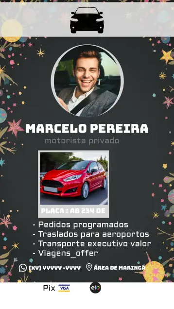 Invitación Tarjeta De Visita Conductor Particular Gris editable y personalizable