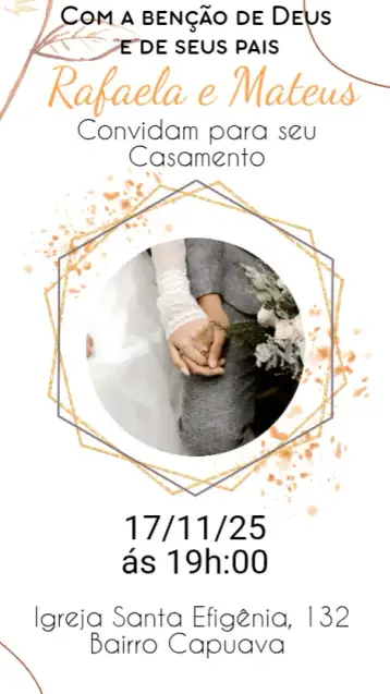 Convite Casamento  para casamento, uma celebração do amor e da união. – tema casamento (elegante, romântico, minimalista, clássico, moderno, floral)