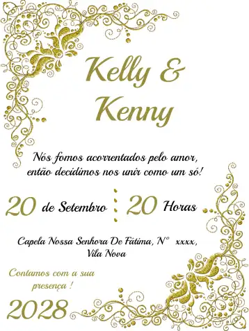 Convite Casamento Arabescos Branco editável e personalizável