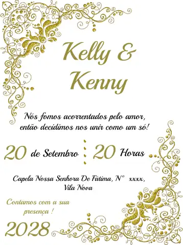 Convite Casamento Arabescos Branco editável e personalizável