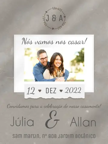 Convite Casamento Com Foto Branco para casamento elegante e contemporâneo. – tema casamento (branco, minimalista, moderno, elegante, clean, romântico)