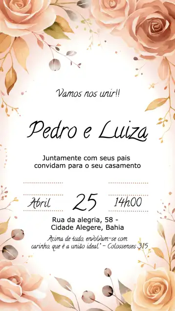 Convite Casamento Floral Aquarela Flores editável e personalizável