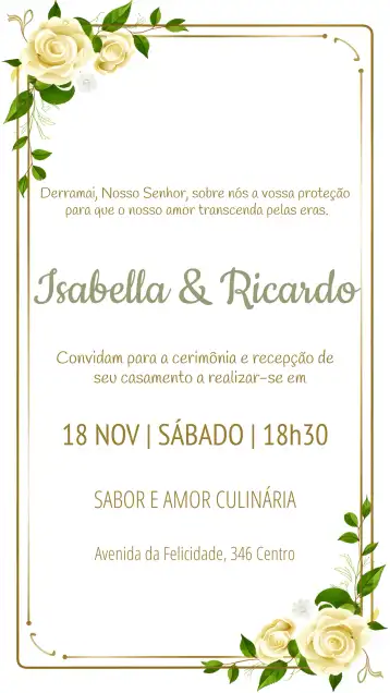 Convite Casamento Floral Verde editável e personalizável