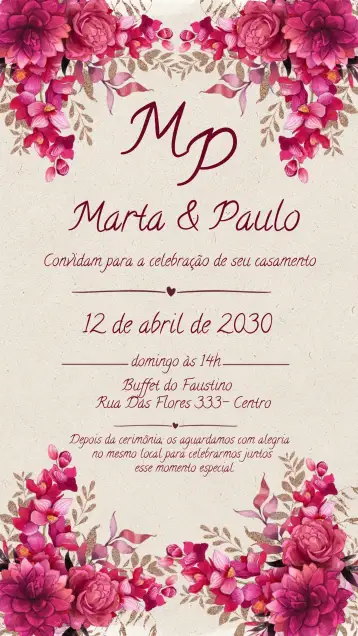 Convite Boda Floral Marsala para boda elegante y romántica. – tema boda (floral, marsala, romántico, elegante, moderno, sostenible)