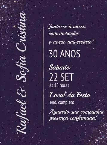 Convite Boda Elegante Púrpura Adulto para cumpleaños de adulto o bodas. – tema cumpleaños (morado, elegante, minimalista, moderno, sutil, clásico)
