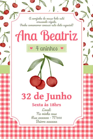 Invite Red Cherry editable and customizable