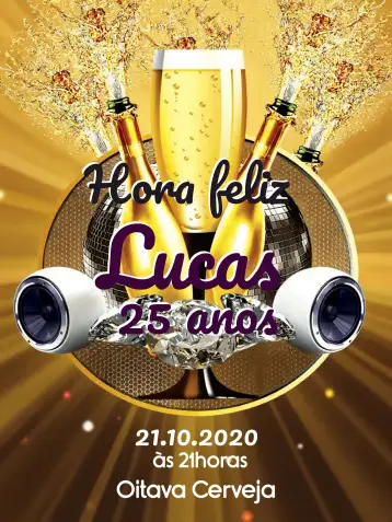 Convite Cerveja Amigos para aniversário com amigos e celebrações descontraídas. – tema aniversário (moderno, descontraído, colorido, estilo bar, festivo, vintage)